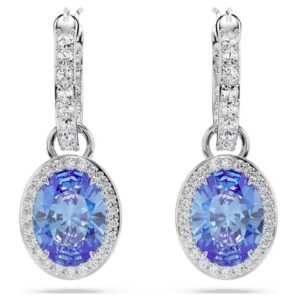 Constella drop earrings Oval cut, Blue, Rhodium plated