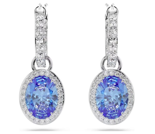 Constella drop earrings Oval cut, Blue, Rhodium plated