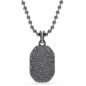Dextera Octagon pendant Octagon shape, Round cut, Black, Ruthenium plated
