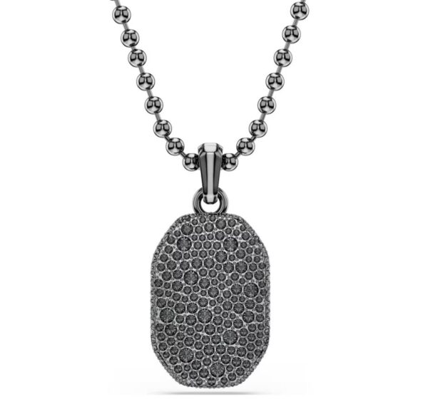 Dextera Octagon pendant Octagon shape, Round cut, Black, Ruthenium plated