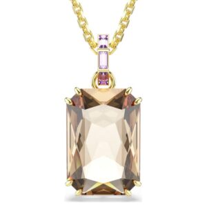 Millenia pendant Octagon cut, Caramel, Gold-tone plated