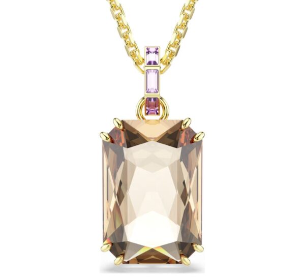 Millenia pendant Octagon cut, Caramel, Gold-tone plated