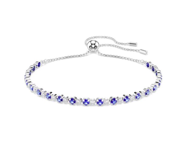 Matrix Tennis bracelet Mixed round cuts, Blue, Rhodium plated