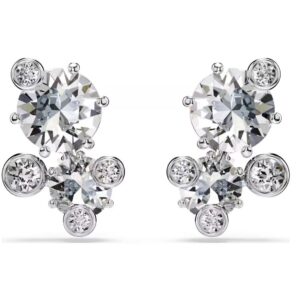 Constella stud earrings Round cut, White, Rhodium plated