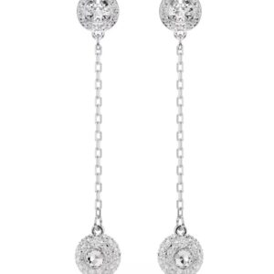 Una Angelic drop earrings Round cut, White, Rhodium plated