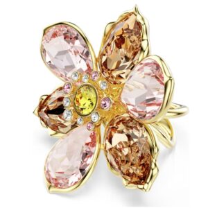 Idyllia motif ring Mixed cuts, Flower, Gold-tone plated (55)