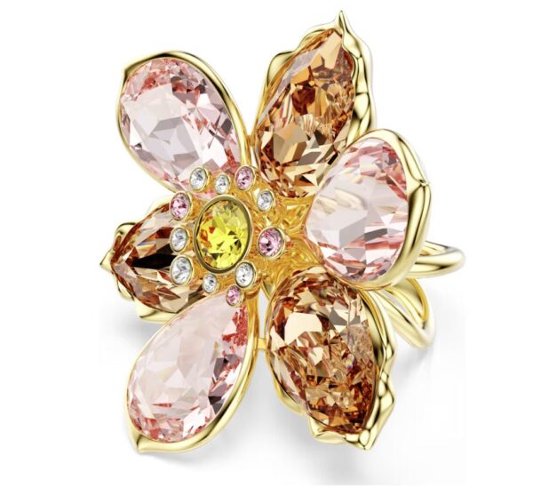 Idyllia motif ring Mixed cuts, Flower, Gold-tone plated (55)