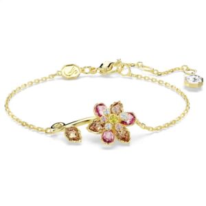 Idyllia bracelet Mixed cuts, Flower, Multicoloured, Gold-tone plated