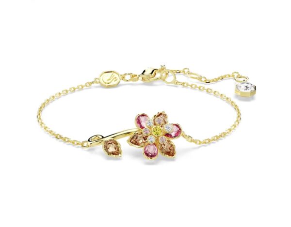 Idyllia bracelet Mixed cuts, Flower, Multicoloured, Gold-tone plated