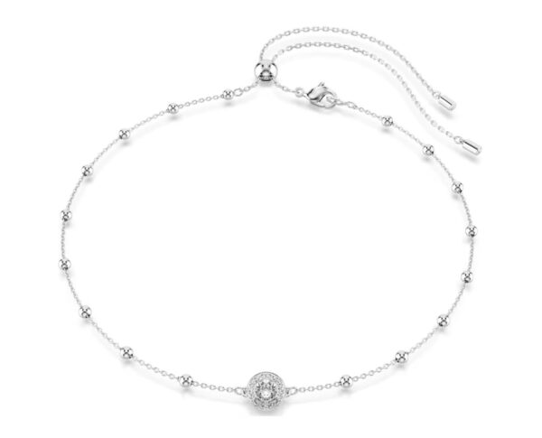 Una Angelic pendant Round cut, Double sided motifs, White, Rhodium plated