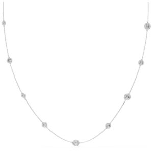 Una Angelic strandage Round cut, White, Rhodium plated