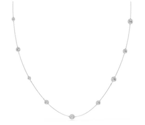Una Angelic strandage Round cut, White, Rhodium plated
