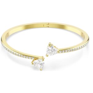 Mesmera Attract bangle Heart, White, Gold-tone plated