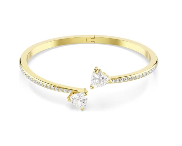 Mesmera Attract bangle Heart, White, Gold-tone plated
