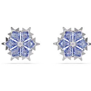 Magic stud earrings Snowflake, Blue, Rhodium plated
