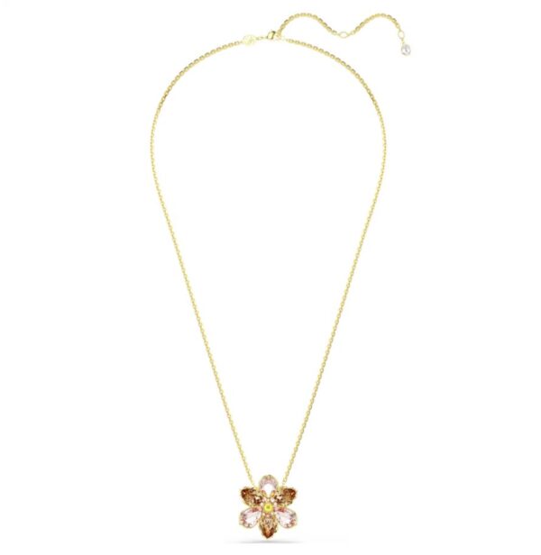 Idyllia pendant and brooch Mixed cuts, Flower, Multicoloured, Gold-tone plated - Image 2