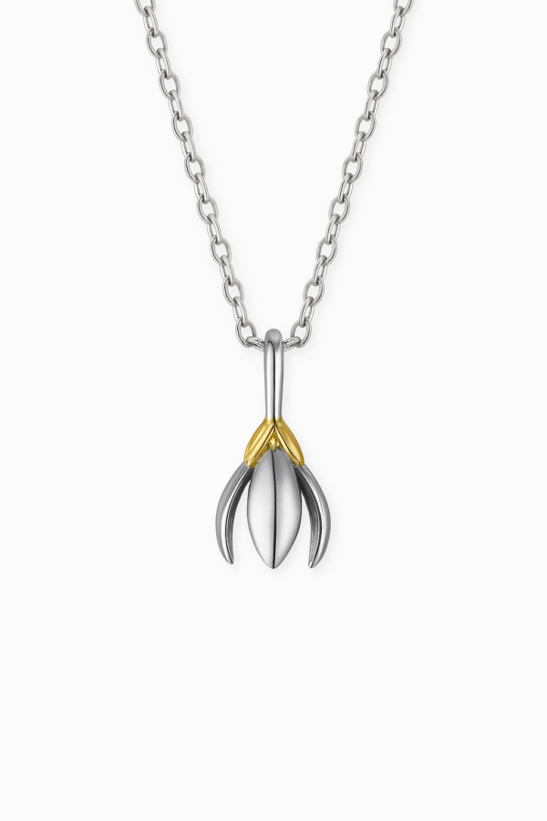 Snowdrop Flower Pendant in Silver – From the Botanical Garden Collection - Image 2