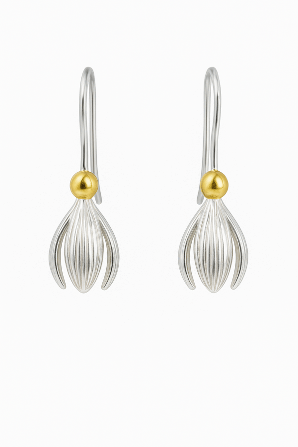 Snowdrop Flower Earrings in Silver – From the Botanical Garden Collection - Image 2