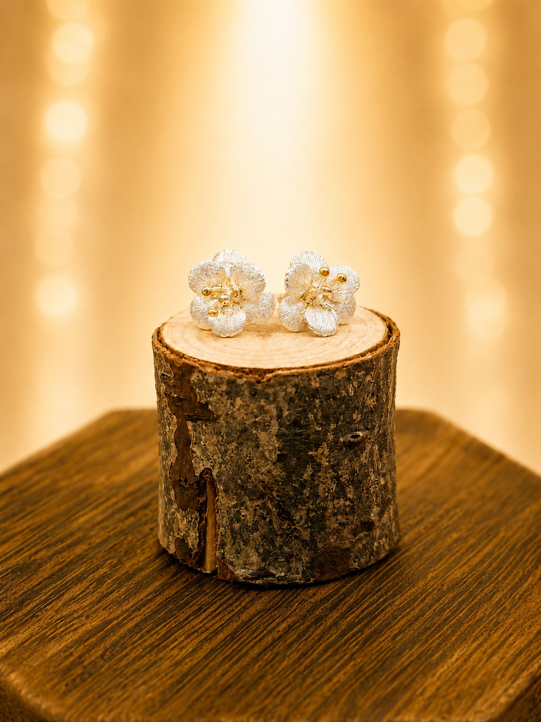 Violete Silver Studs with 18kt Yellow Gold – From the Botanical Garden Collection