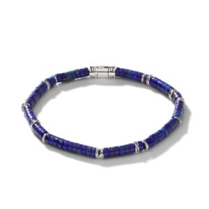 Heishi Bracelet, Sterling Silver, Hardstones (Lapis Lazuli)