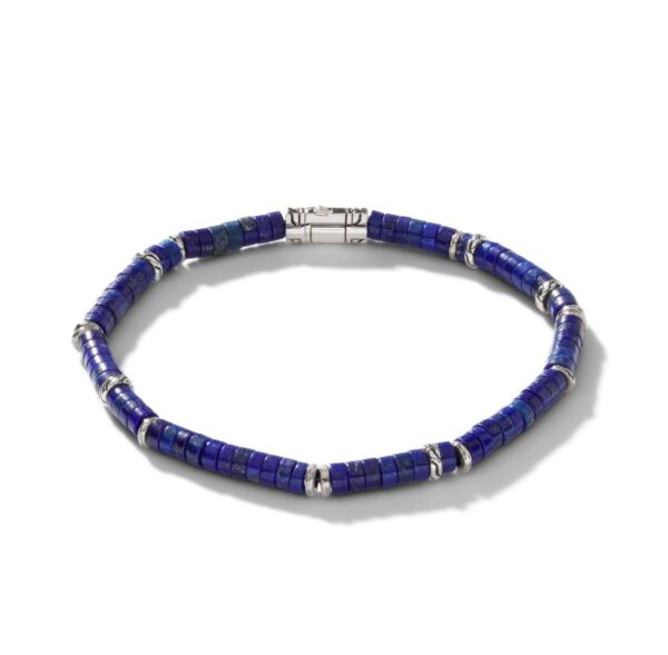 Heishi Bracelet, Sterling Silver, Hardstones (Lapis Lazuli)