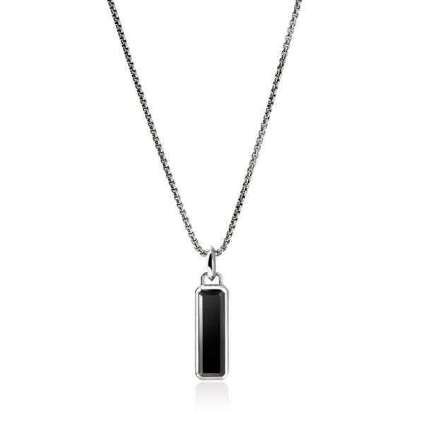 Black Onyx Talisman Necklace, Sterling Silver
