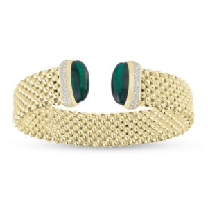COLOR CUFF IN YELLOW WITH GREEN STONES