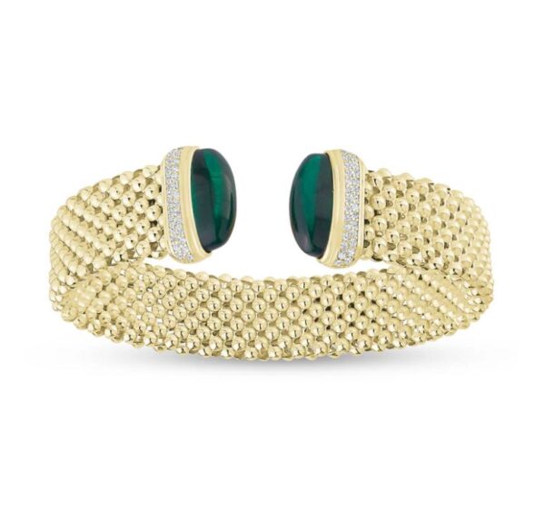 COLOR CUFF IN YELLOW WITH GREEN STONES