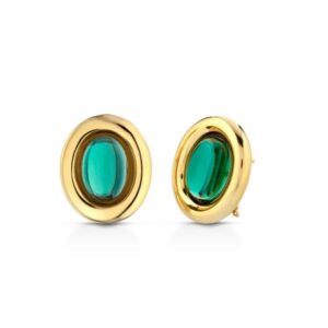 COLOR BURST OVAL STATEMENT STUD IN GREEN (Pre-order)