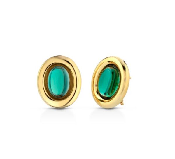 COLOR BURST OVAL STATEMENT STUD IN GREEN (Pre-order)