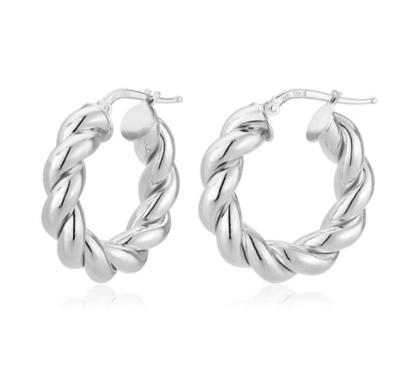 Small Donut Twist Hoops in White