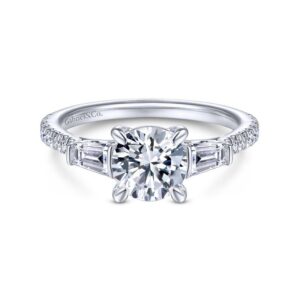 14K White Gold Round Diamond Trinity Engagement Ring