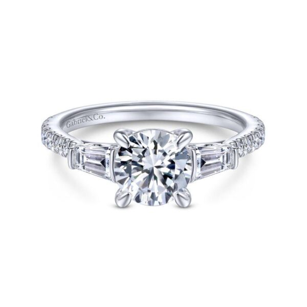 14K White Gold Round Diamond Trinity Engagement Ring