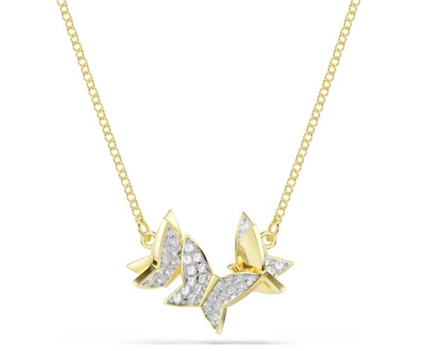 Idyllia Lilia necklace Butterfly, White, Gold-tone plated