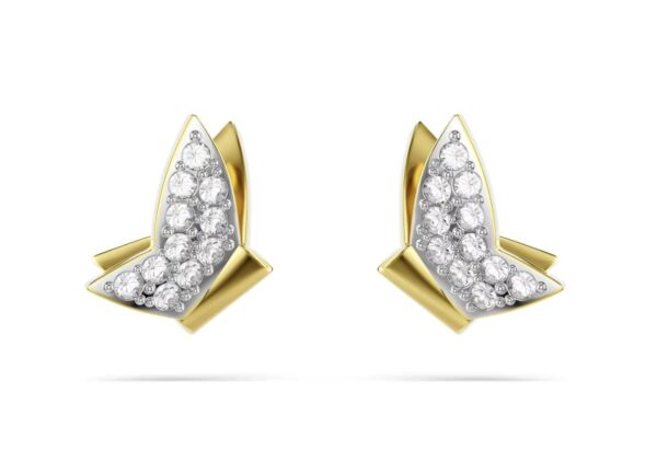 Idyllia Lilia stud earrings Butterfly, White, Gold-tone plated