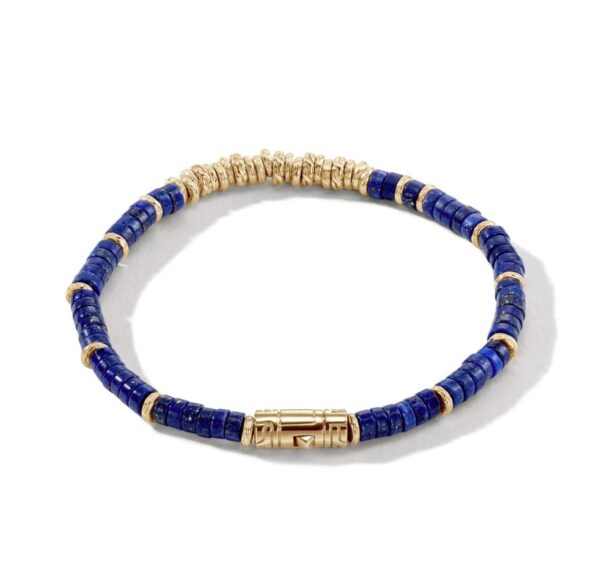 Heishi Bracelet, Gold, Hardstones (Lapis Lazuli) - Image 2