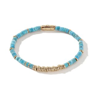 Heishi Bracelet, Gold, Hardstones (Turquoise)
