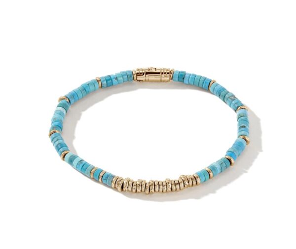 Heishi Bracelet, Gold, Hardstones (Turquoise)