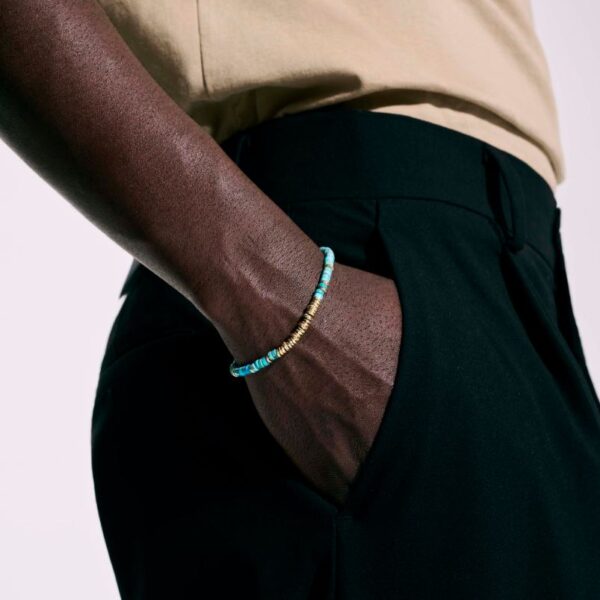 Heishi Bracelet, Gold, Hardstones (Turquoise) - Image 3