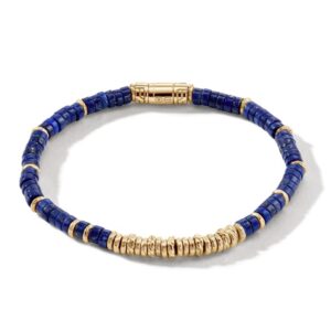Heishi Bracelet, Gold, Hardstones (Lapis Lazuli)