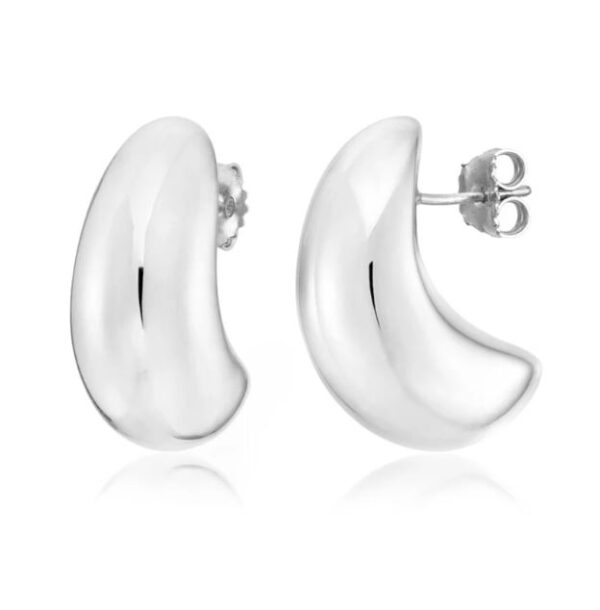Moon Stud Earrings in White