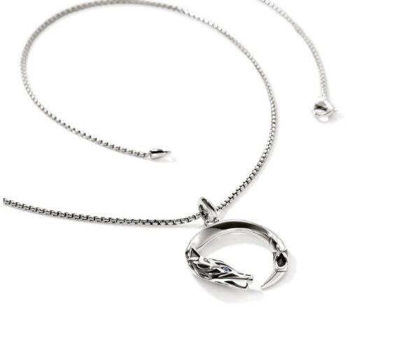 Naga Pendant Necklace, Sterling Silver, Blue Sapphire, 1.6MM - Image 2