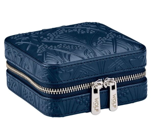 WOLF X LIBERTY All Over Ianthe Small Travel Jewellery Zip Case - Navy - Image 2