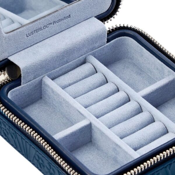 WOLF X LIBERTY All Over Ianthe Small Travel Jewellery Zip Case - Navy - Image 4