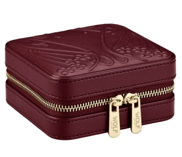 WOLF X LIBERTY Ianthe Small Travel Jewellery Zip Case - Burgundy - Image 3