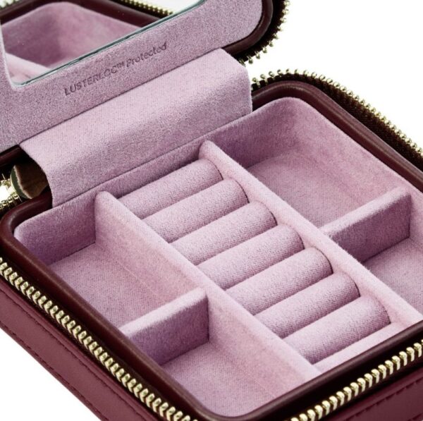WOLF X LIBERTY Ianthe Small Travel Jewellery Zip Case - Burgundy - Image 2