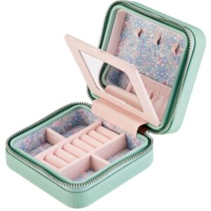 WOLF X LIBERTY Julia Interior Print Small Travel Jewellery Zip Case - Sage Green