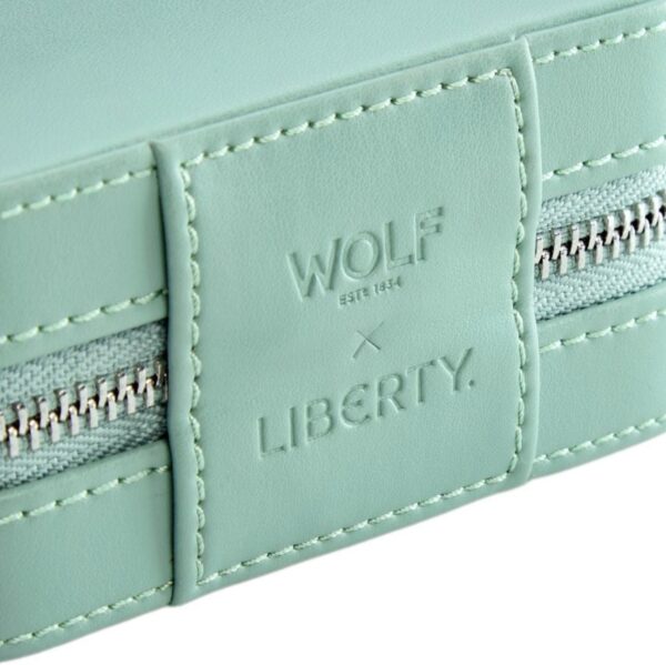 WOLF X LIBERTY Julia Interior Print Small Travel Jewellery Zip Case - Sage Green - Image 5