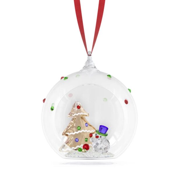 Holiday Cheers Tree and Snowman Ball Ornament