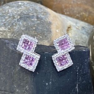 870-12715 PINK SAPPHIRE & DIAMOND STUDS